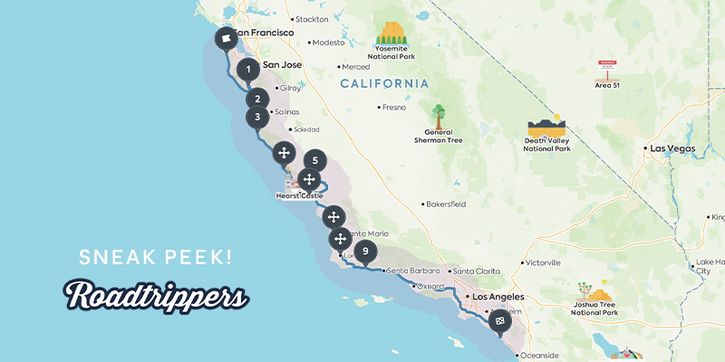 Map of West Coast Road Trip
