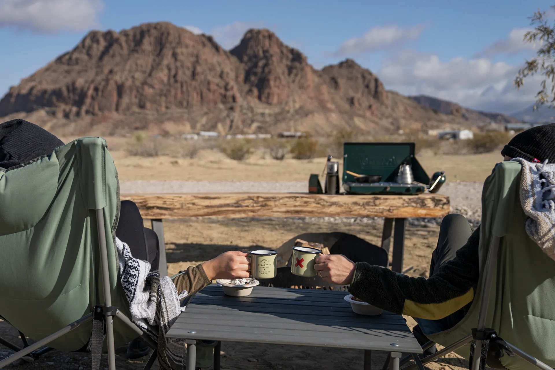 Enjoy coffee white watching sunrises at a campground