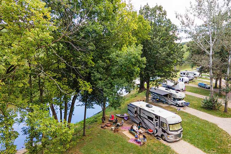 Aerial view of Steamboat Park Campground in Jenison, Michigan.